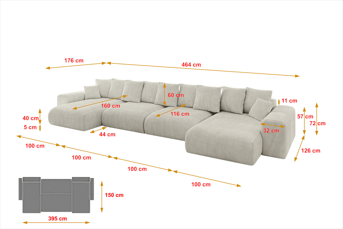Wohnlandschaft ESKAR-U2 Cord