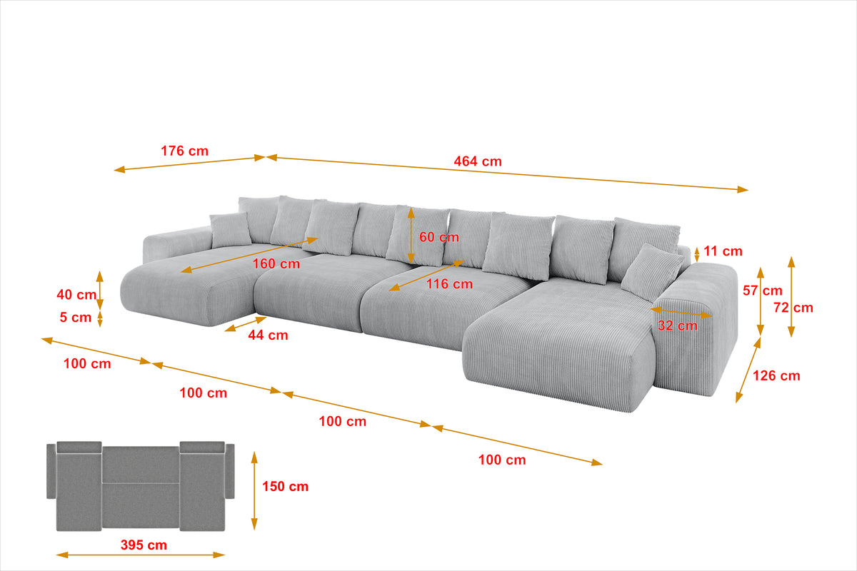 Wohnlandschaft ESKAR-U2 Cord