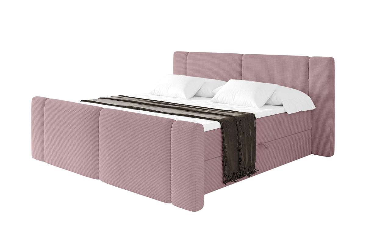 Łóżko boxspring EVON-Z sztruks, Różowy - Poso 145 / 120x200 cm / H4