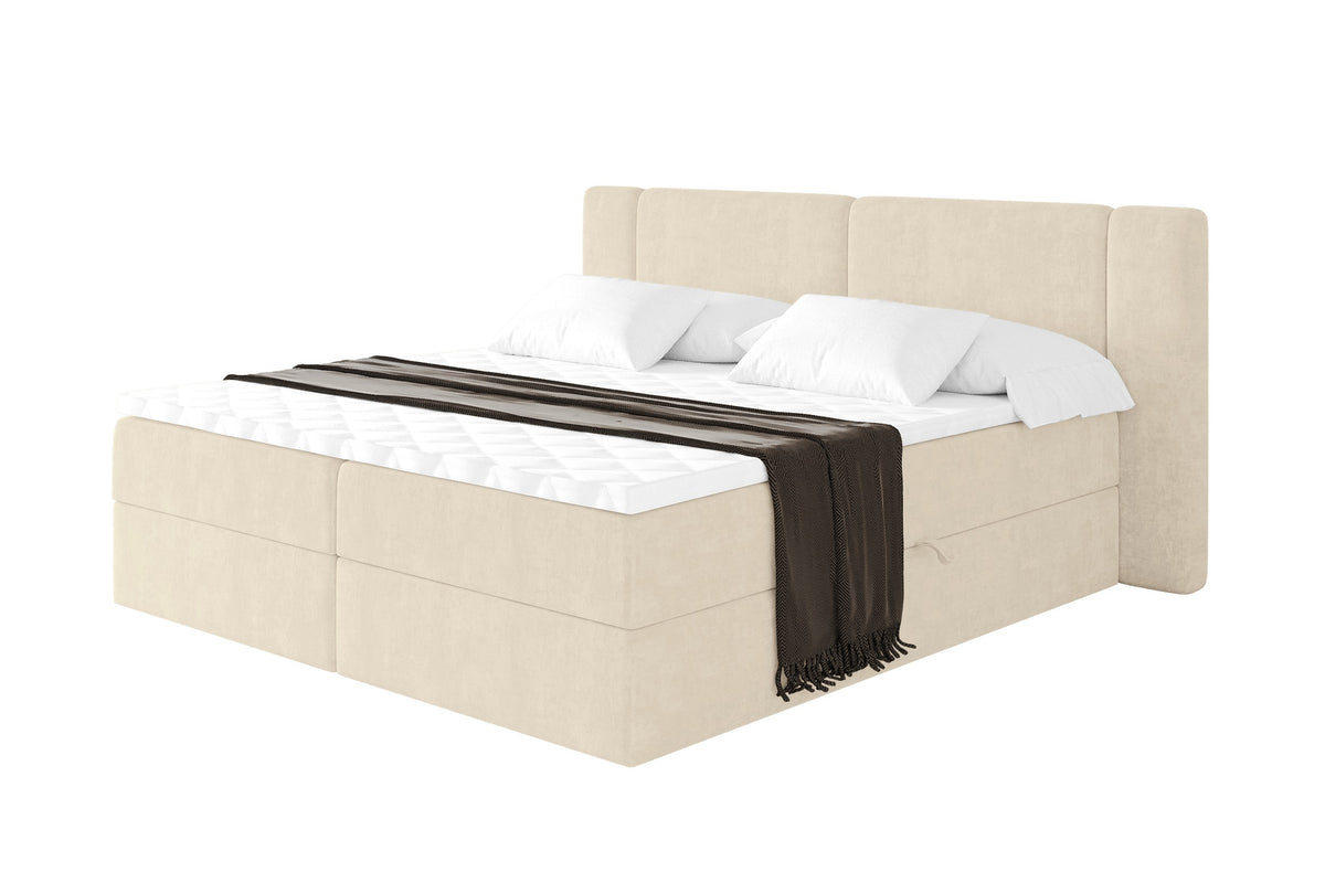 Łóżko boxspring EVON welur, Beżowy - Monolith 04 / 120x200 cm / H4