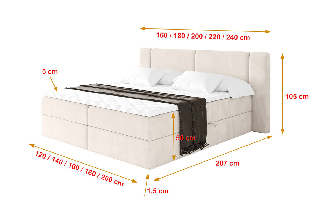 Łóżko boxspring EVON welur