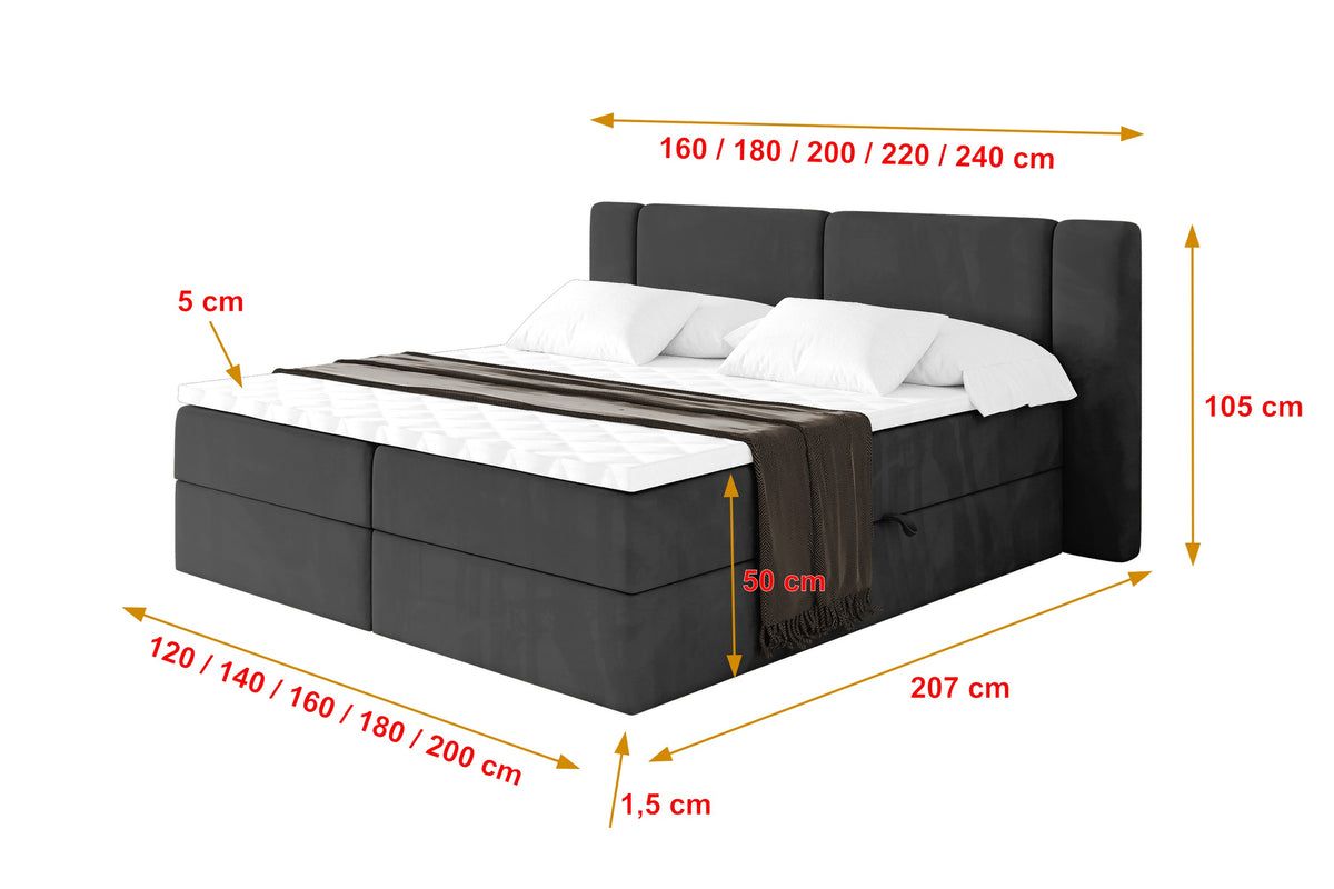 Łóżko boxspring EVON welur