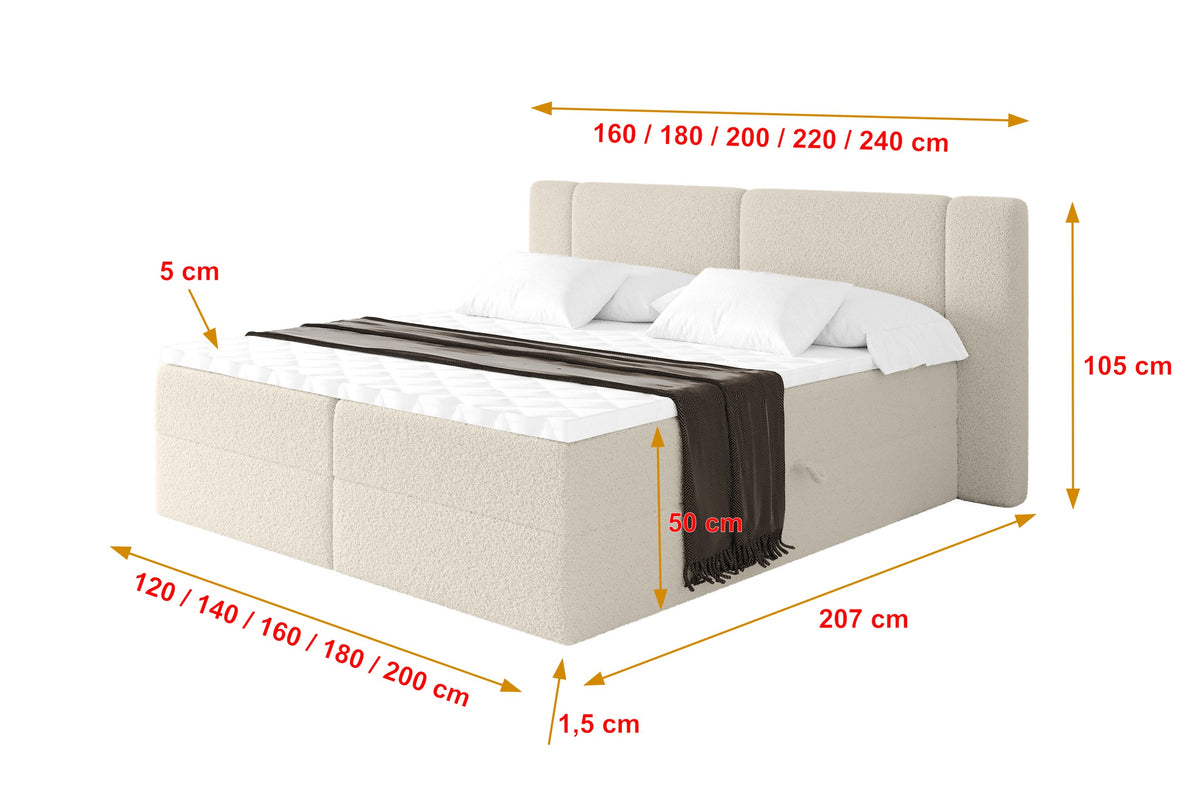 Łóżko boxspring EVON Bouclé