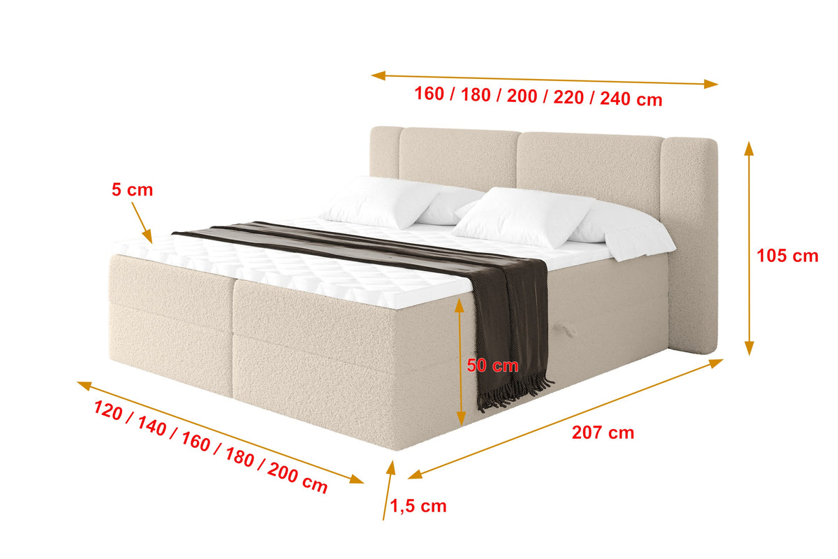 Łóżko boxspring EVON Bouclé
