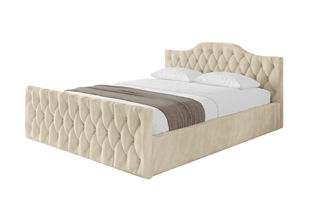 Polsterbett FALIO-Z-v1 Samt, Beige - Monolith 04 / 120x200 cm / Ohne Matratze