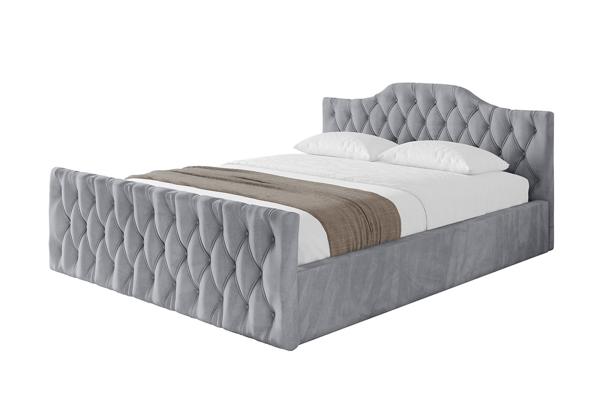 Polsterbett FALIO-Z-v1 Samt, Grau - Monolith 84 / 120x200 cm / Mit Matratze