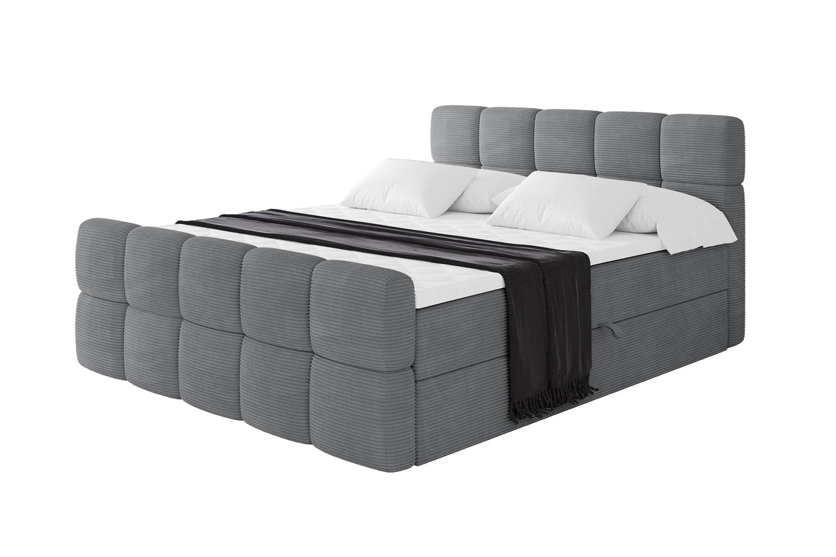 Łóżko boxspring FAMA-Z sztruks, Ciemnoszary - Poso 115 / 120x200 cm / H4