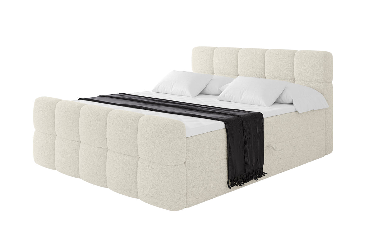 Boxbett FAMA-Z Bouclé, Beige - Quelle 02 / 120x200 cm / H3