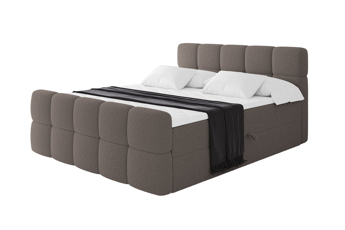 Boxbett FAMA-Z Bouclé, Braun - Quelle 20 / 120x200 cm / H3