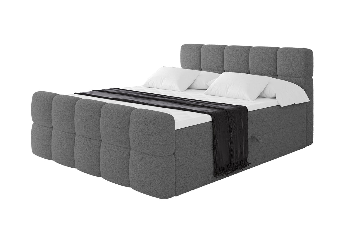 Boxbett FAMA-Z Bouclé, Grau - Quelle 92 / 120x200 cm / H3