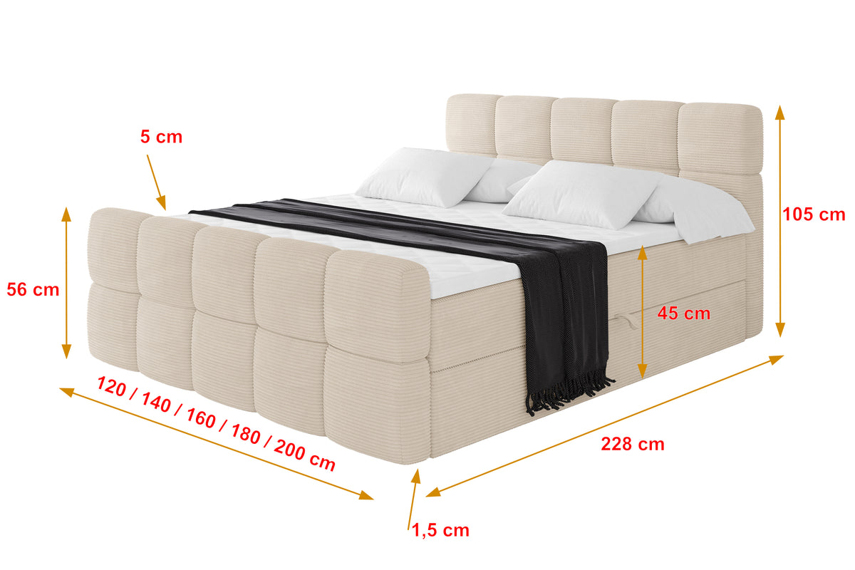 Łóżko boxspring FAMA-Z sztruks
