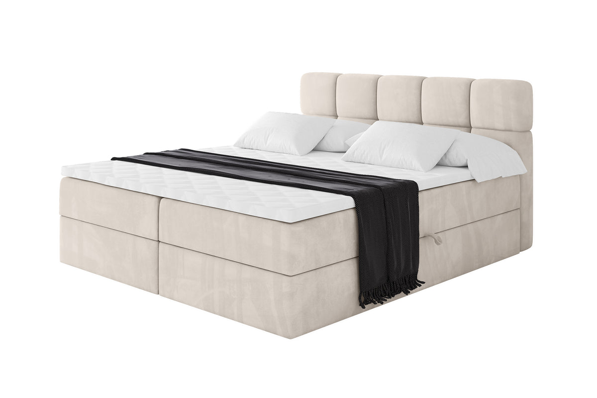 Łóżko boxspring FAMA welur, Beżowy - Casablanca 2301 / 120x200 cm / H3