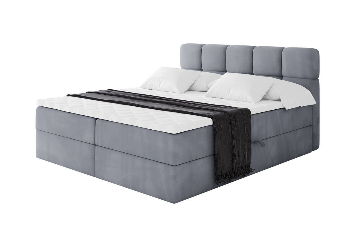 Łóżko boxspring FAMA welur, Szary - Casablanca 2314 / 120x200 cm / H4