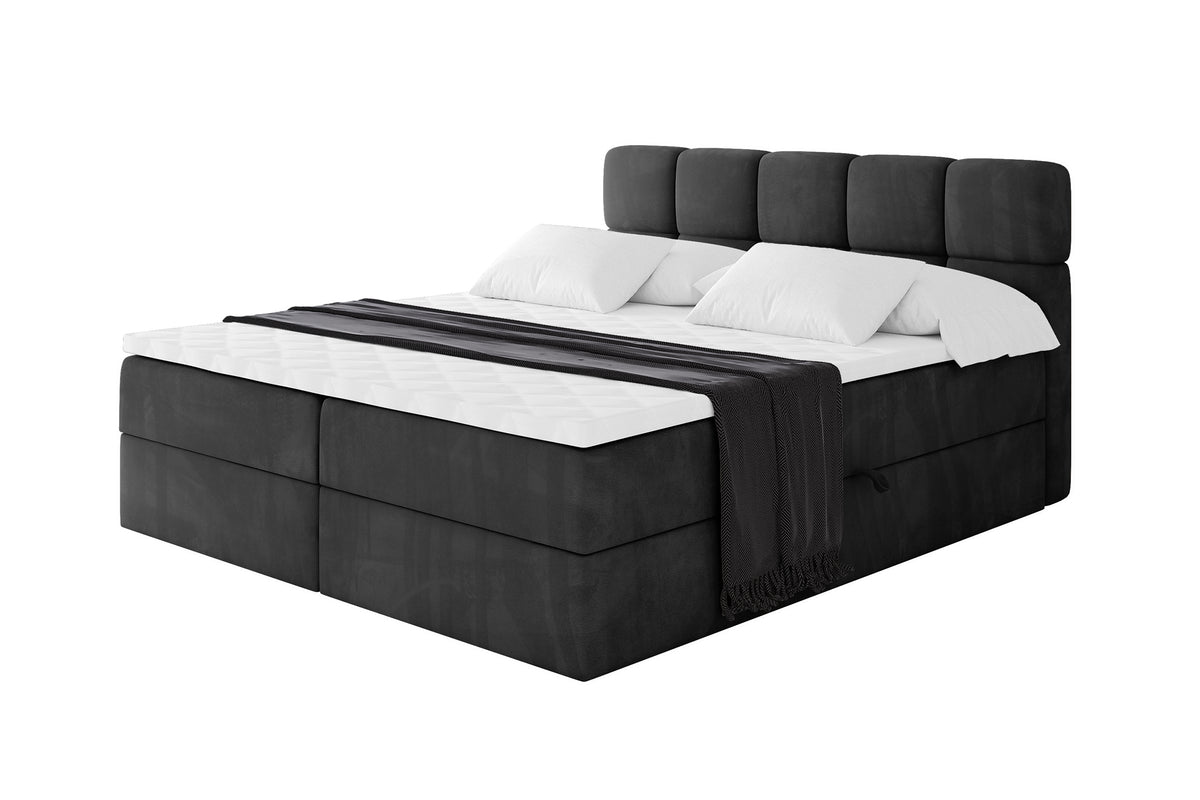 Łóżko boxspring FAMA welur, Czarny - Casablanca 2316 / 120x200 cm / H4