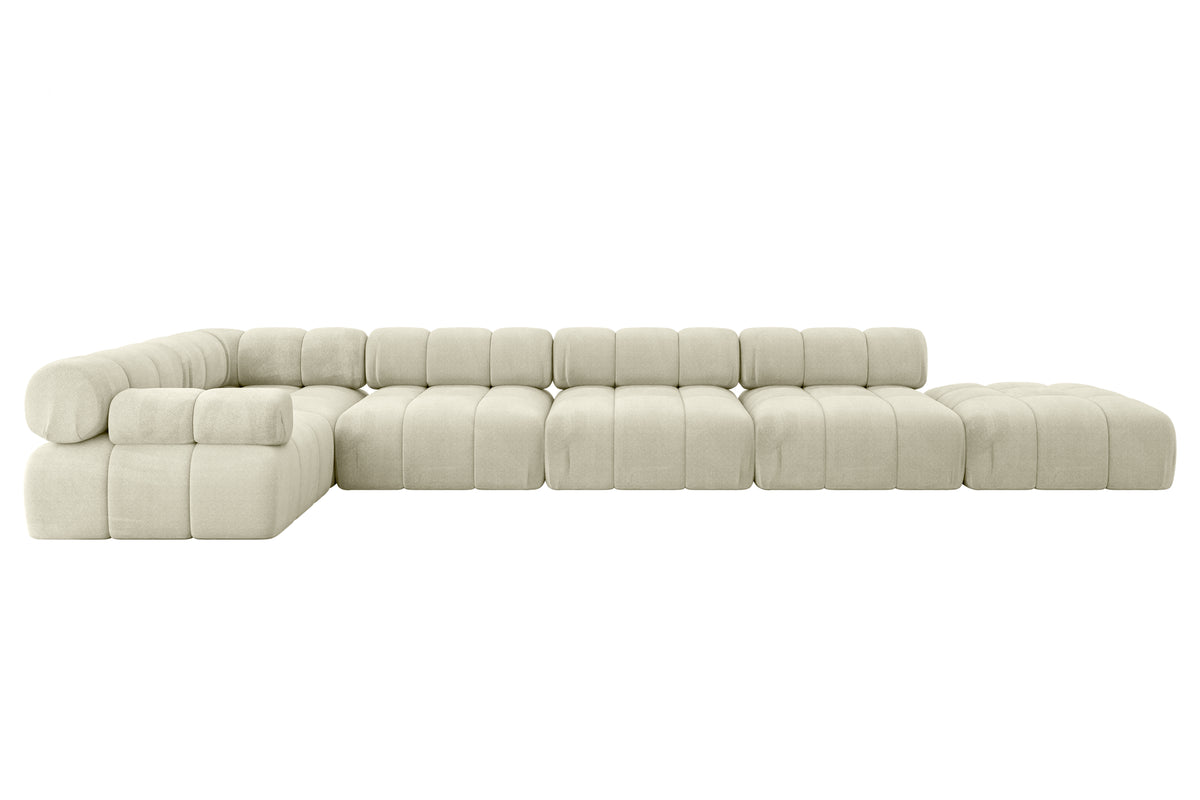 Ecksofa FELTO-L3 Samt, Beige - Monolith 04 / Ottomane Links / Ohne Schlaffunktion