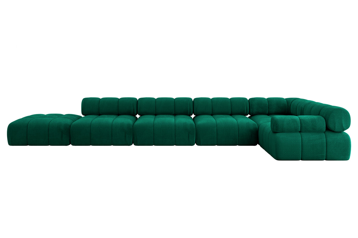 Ecksofa FELTO-L3 Samt, Grün - Monolith 37 / Ottomane Rechts / Ohne Schlaffunktion