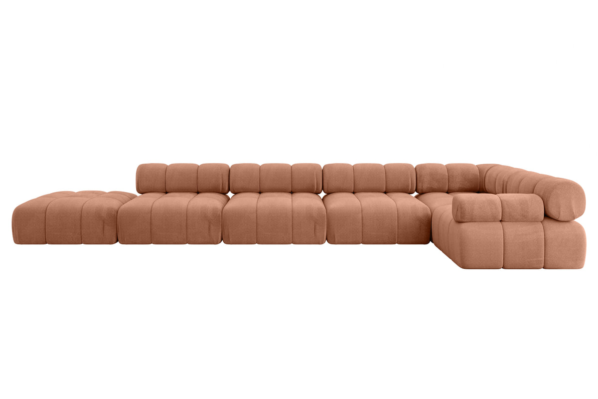 Ecksofa FELTO-L3 Samt, Apricot - Monolith 61 / Ottomane Rechts / Ohne Schlaffunktion