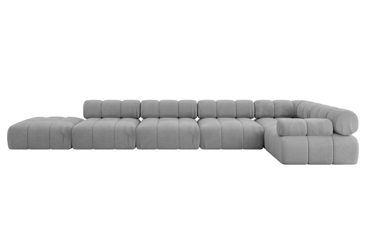 Ecksofa FELTO-L3 Samt, Grau - Monolith 84 / Ottomane Rechts / Ohne Schlaffunktion