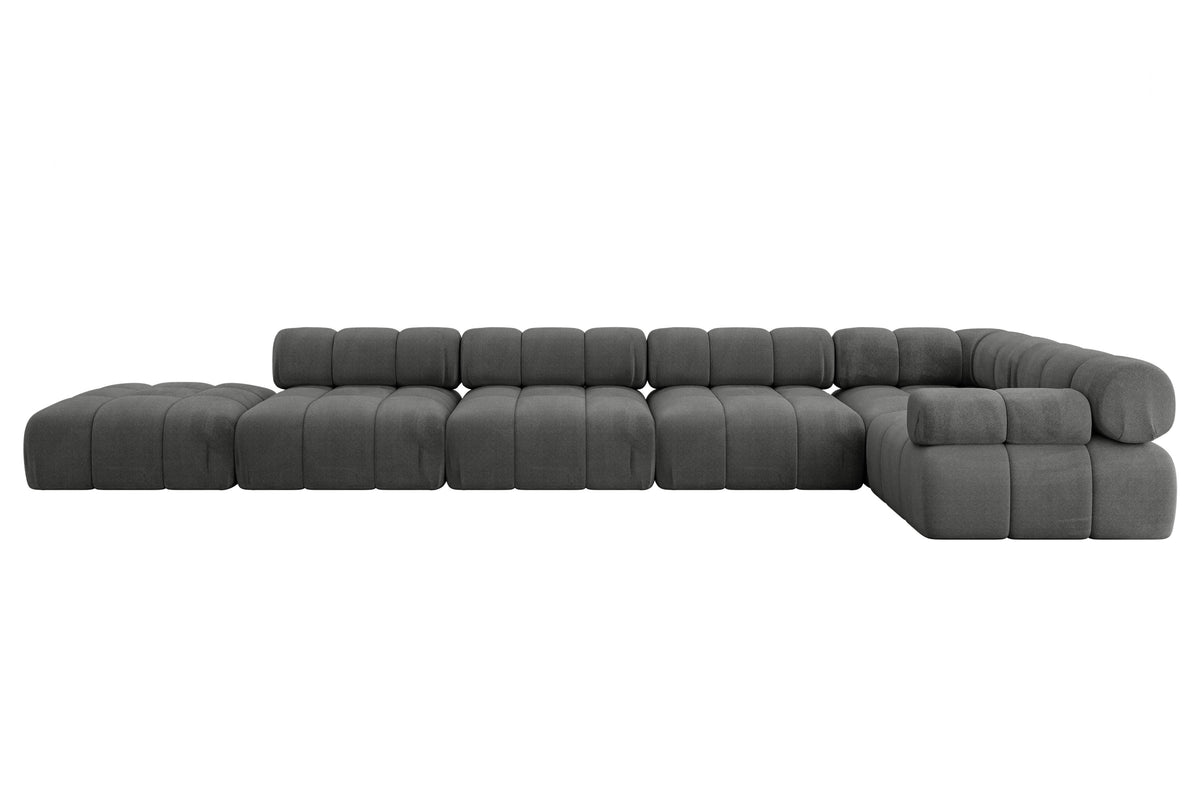 Ecksofa FELTO-L3 Samt, Dunkelgrau - Monolith 92 / Ottomane Rechts / Ohne Schlaffunktion