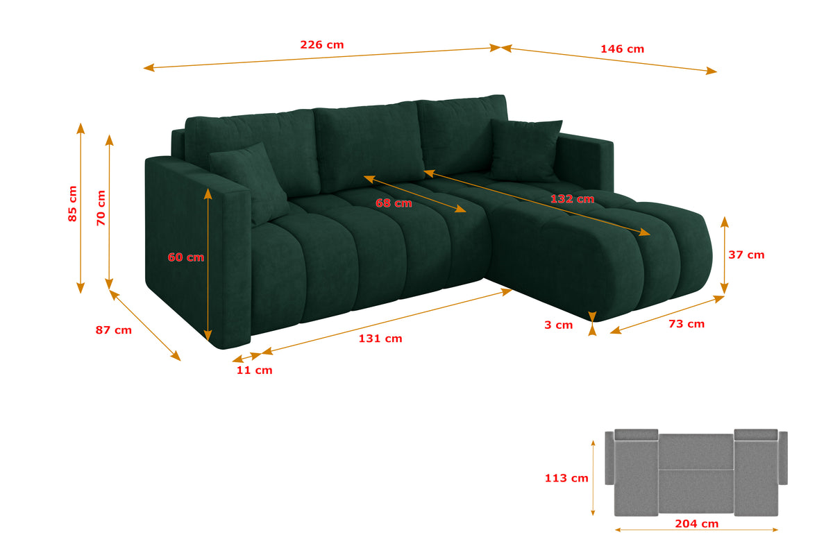 Ecksofa GARD-L Samt