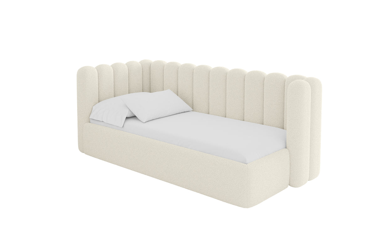 Łóżko młodzieżowe HUGY Bouclé prawostronne, Beżowy - Quelle 02 / 80x200 cm / Bez materaca