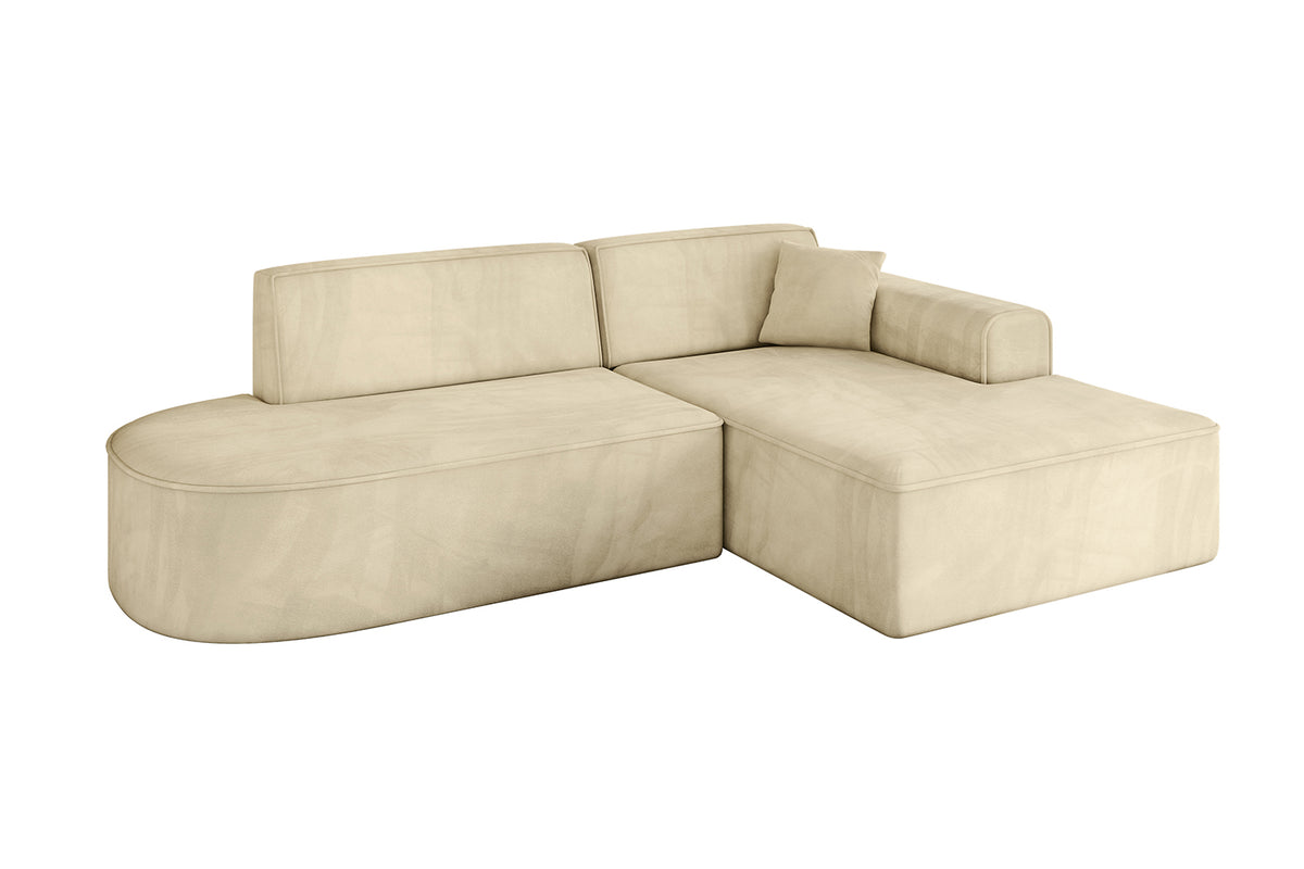 Narożnik IREA-L1-v3 welur, Beżowy - Dream Velvet 202.02 / Otomana z prawej / Bez funkcji spania