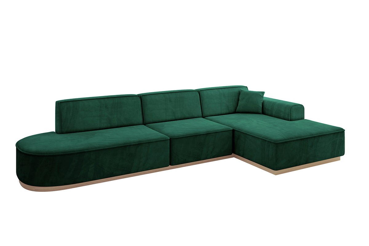 Narożnik IREA-L2 welur, Zielony - Dream Velvet 202.31 / Otomana z prawej / Bez funkcji spania