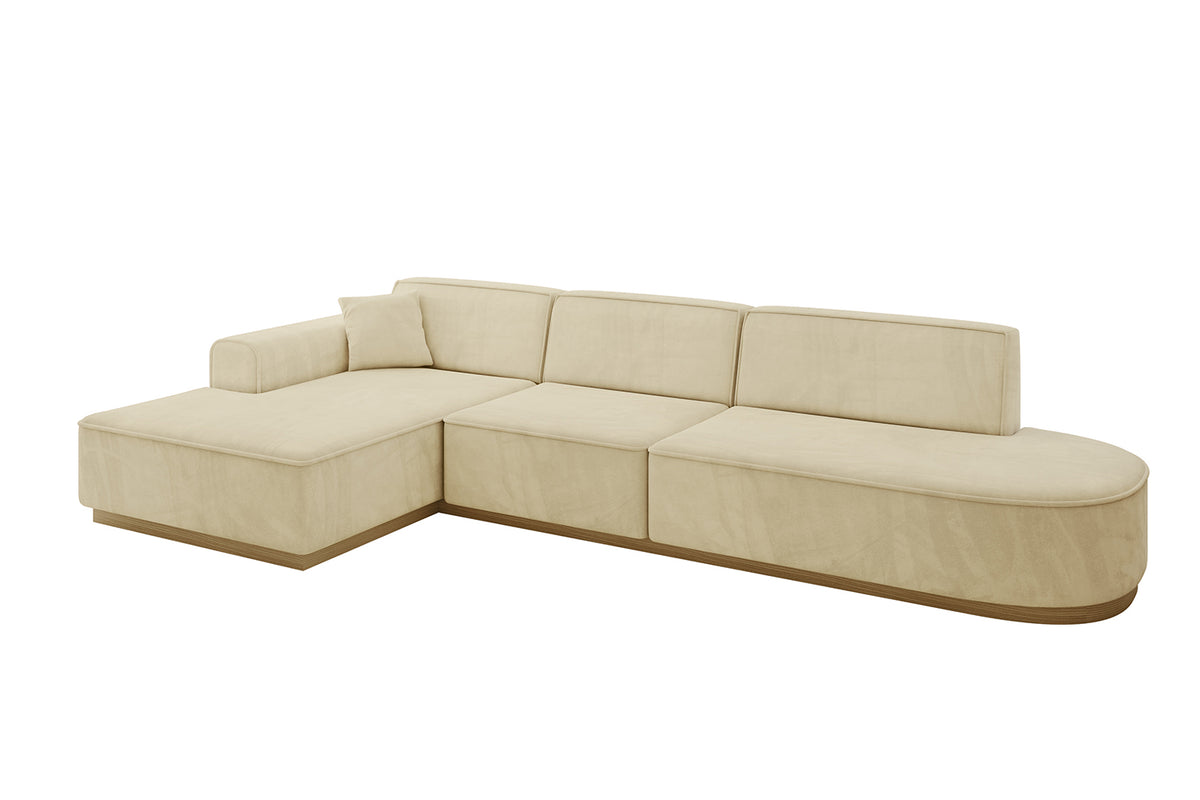 Narożnik IREA-L2-v2 welur, Beżowy - Dream Velvet 202.02 / Otomana z lewej / Bez funkcji spania