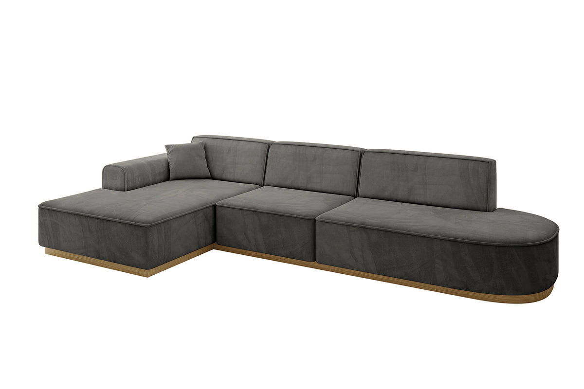 Narożnik IREA-L2-v2 welur, Ciemnoszary - Dream Velvet 202.13 / Otomana z lewej / Bez funkcji spania