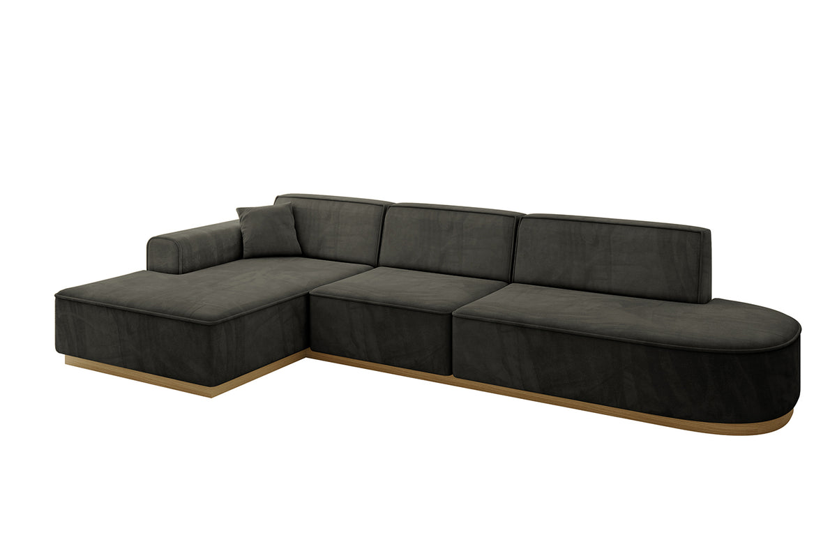 Narożnik IREA-L2-v2 welur, Czarny - Dream Velvet 202.12 / Otomana z lewej / Bez funkcji spania