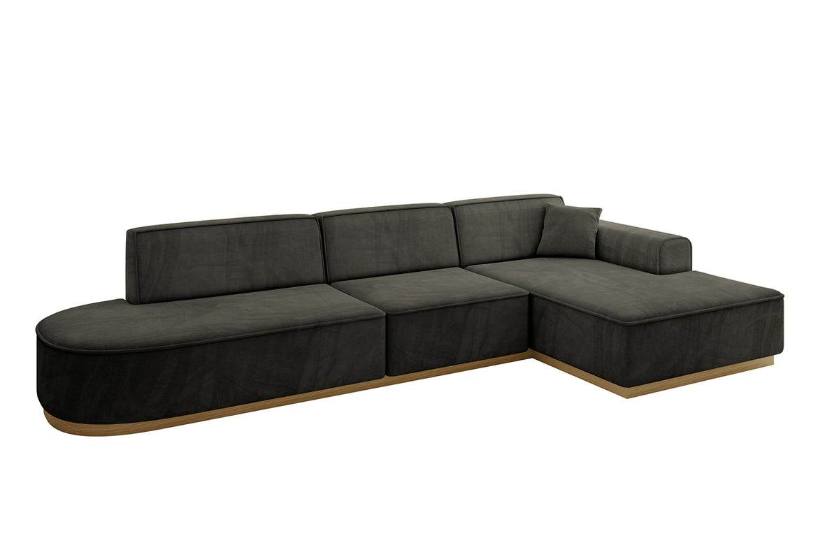 Narożnik IREA-L2-v2 welur, Czarny - Dream Velvet 202.12 / Otomana z prawej / Bez funkcji spania