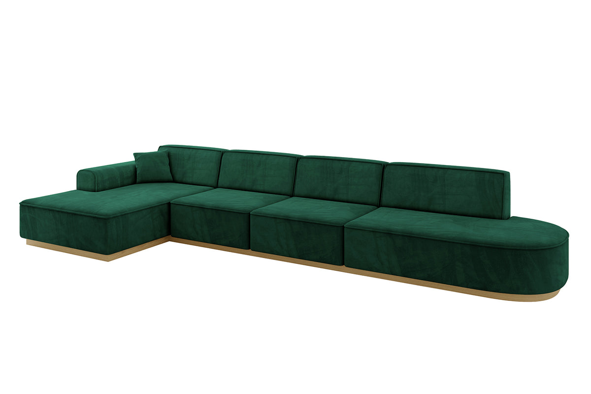 Narożnik IREA-L3-v2 welur, Zielony - Dream Velvet 202.31 / Otomana z lewej / Bez funkcji spania