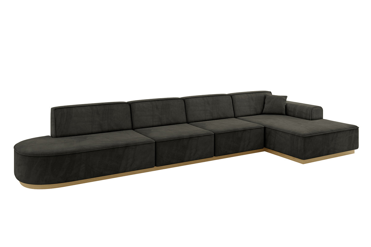Narożnik IREA-L3-v2 welur, Czarny - Dream Velvet 202.12 / Otomana z prawej / Bez funkcji spania