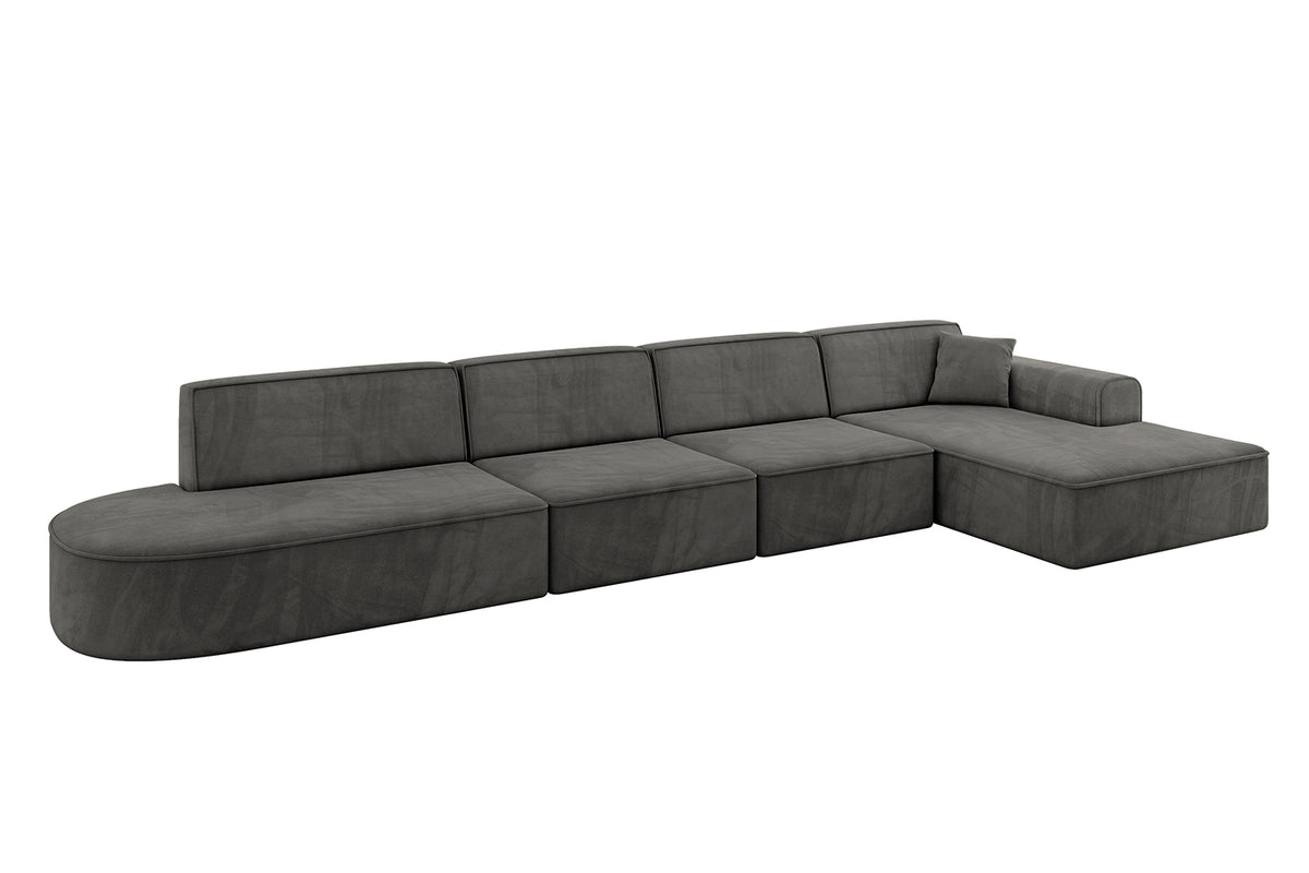 Narożnik IREA-L3-v3 welur, Ciemnoszary - Dream Velvet 202.13 / Otomana z prawej / Bez funkcji spania