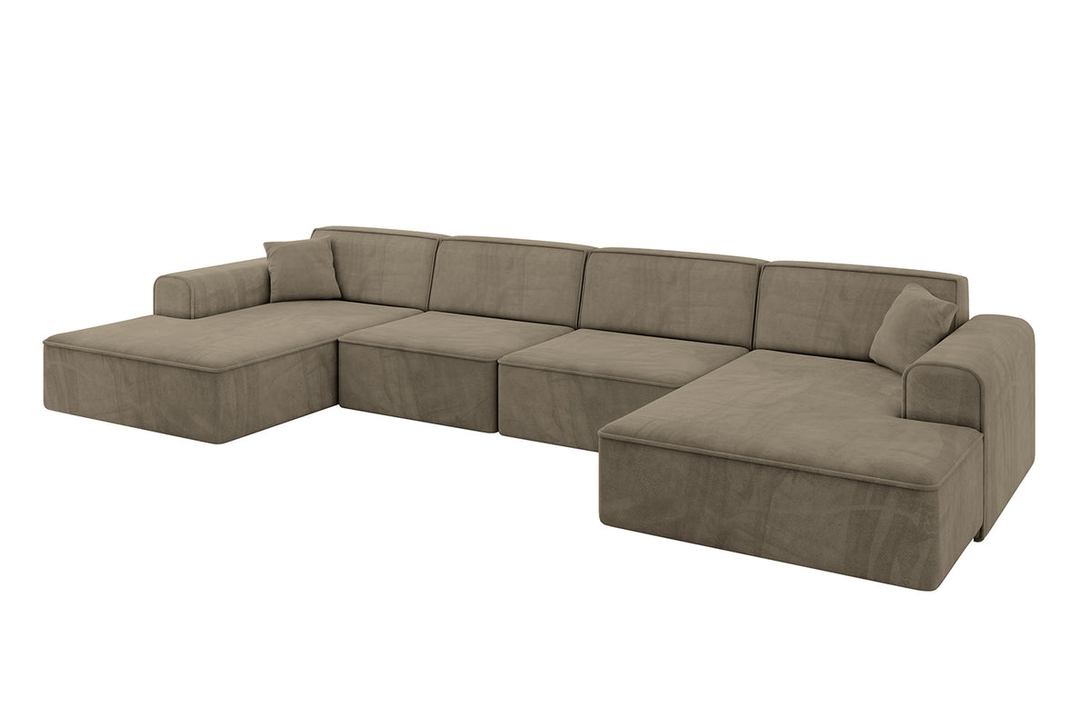 Wohnlandschaft IREA-U2-v3 Samt, Braun - Paros 03 / U-Form / Ohne Schlaffunktion