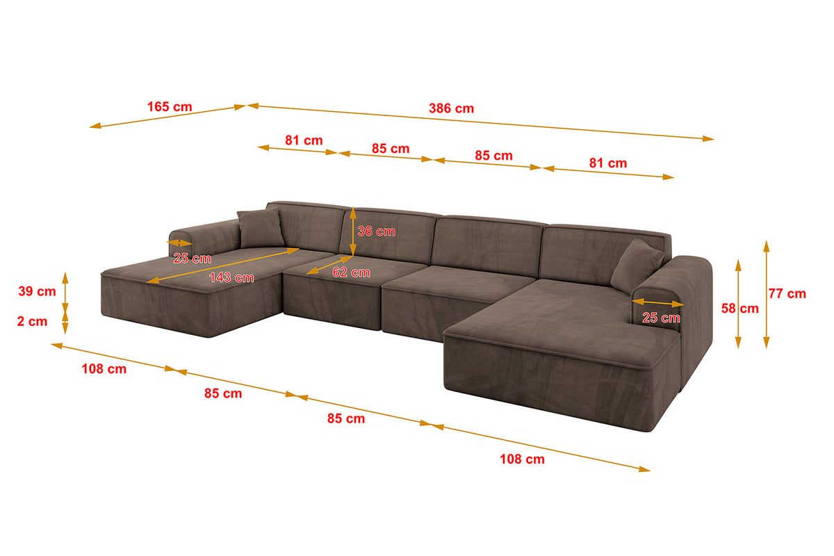Wohnlandschaft IREA-U2-v3 Samt