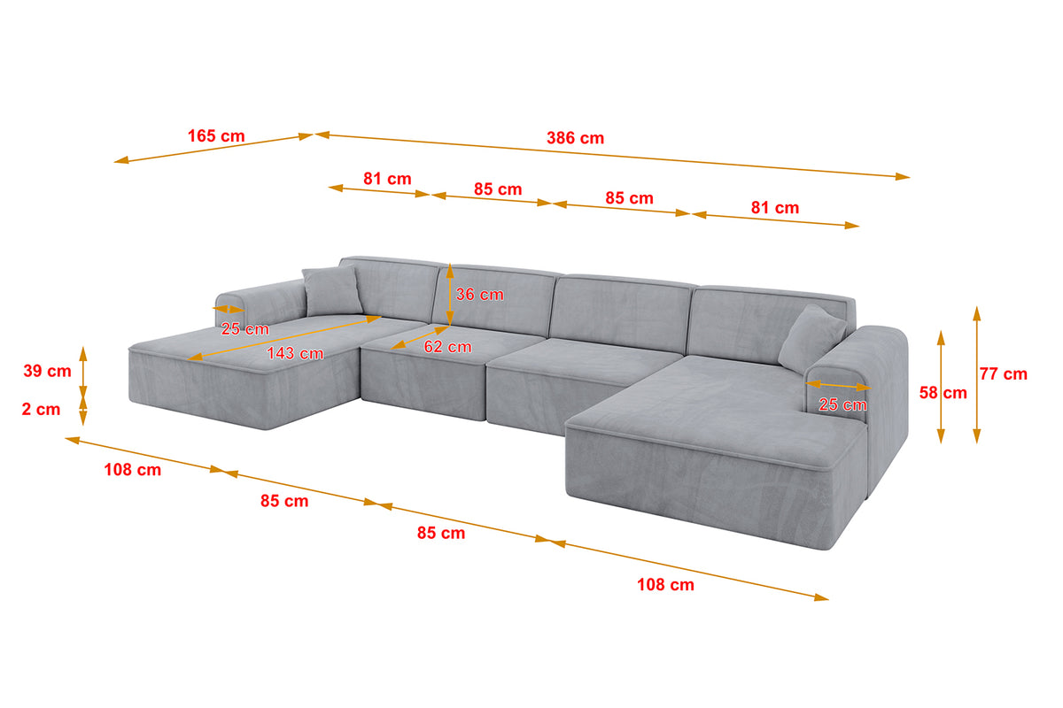 Wohnlandschaft IREA-U2-v3 Samt