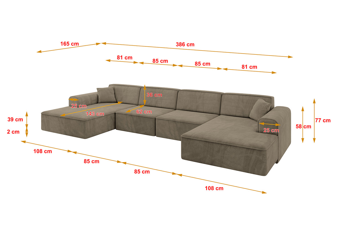 Wohnlandschaft IREA-U2-v3 Samt