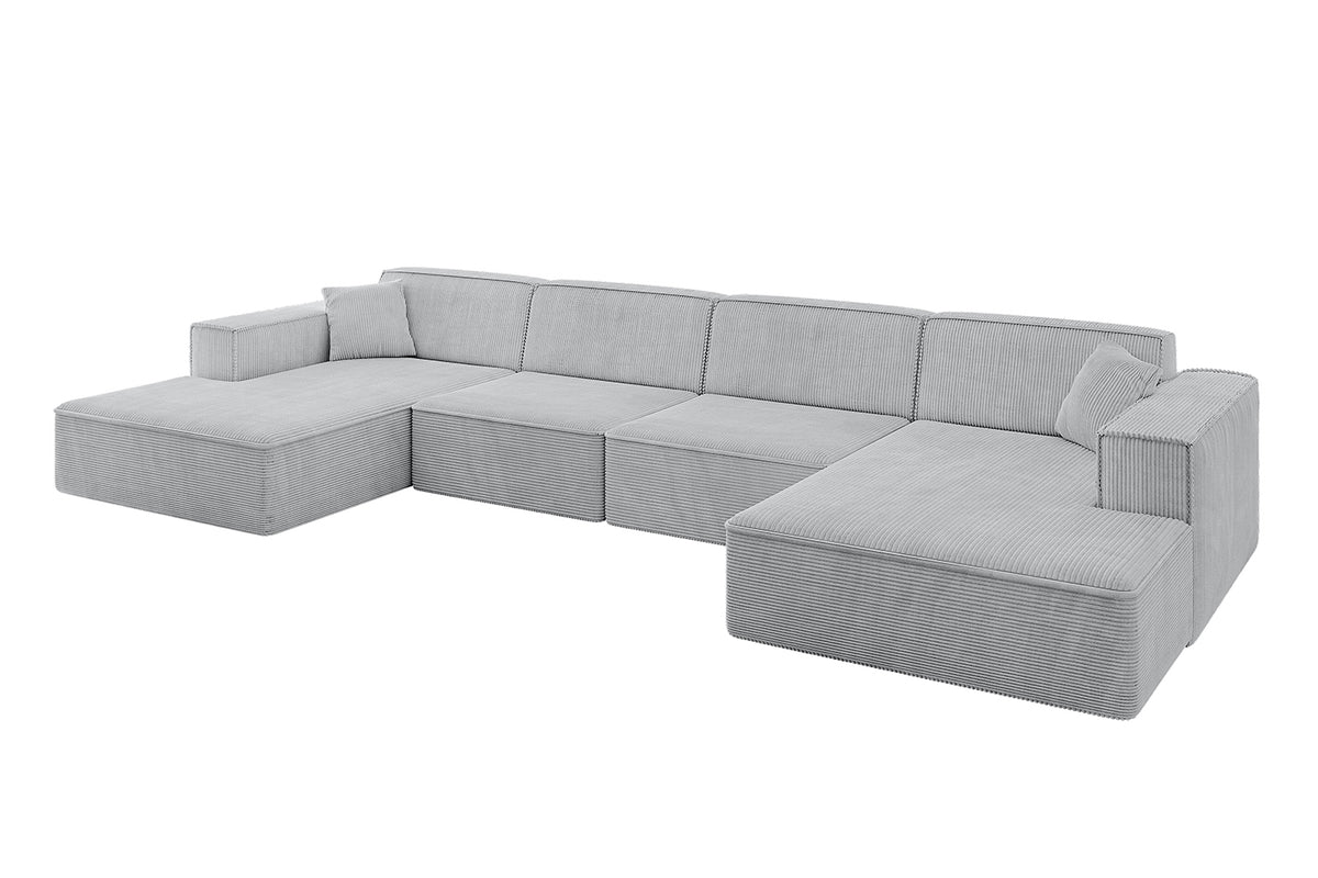 Wohnlandschaft IREA-U2-v4 Cord, Grau - Poso 110 / U-Form / Ohne Schlaffunktion