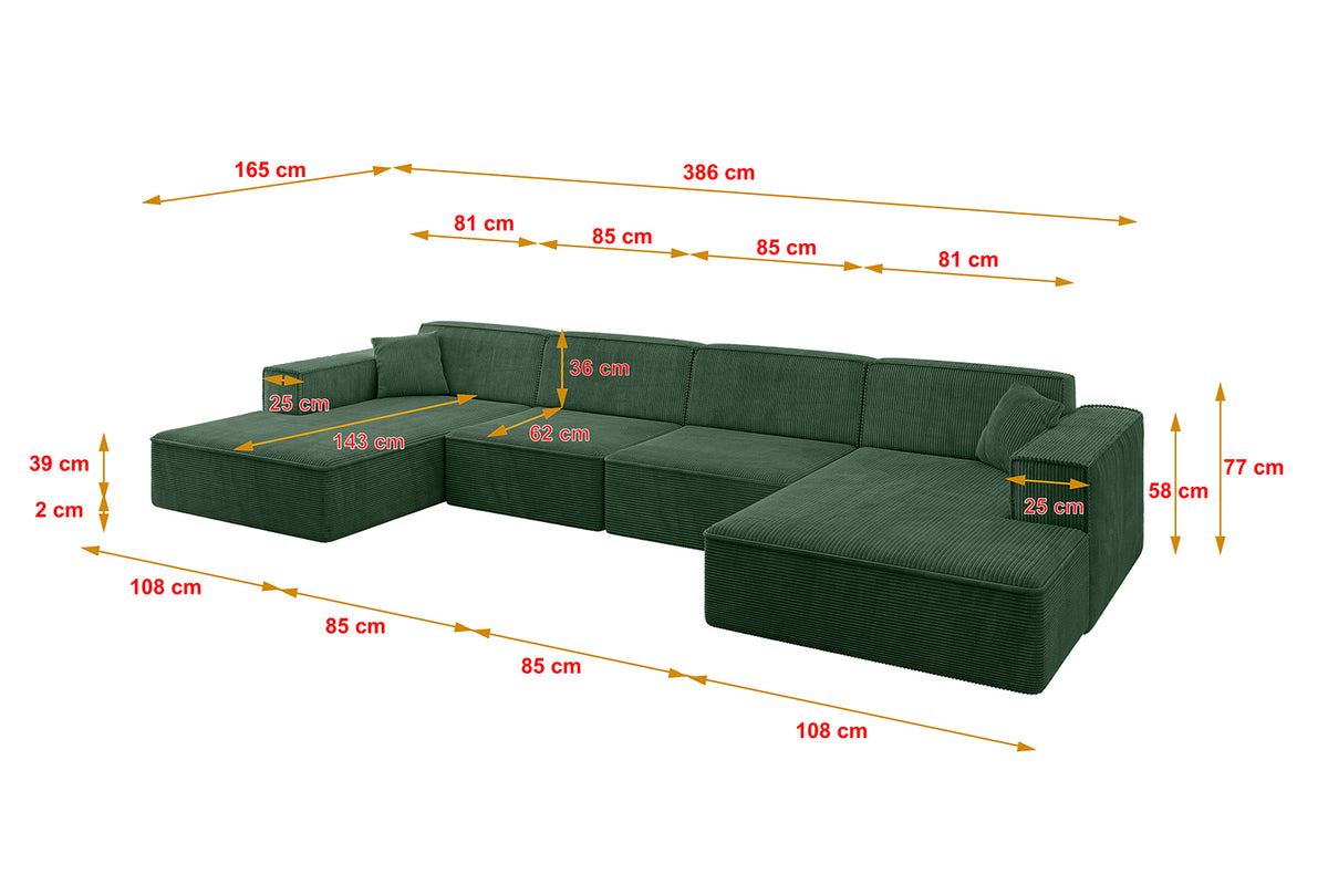 Wohnlandschaft IREA-U2-v4 Cord
