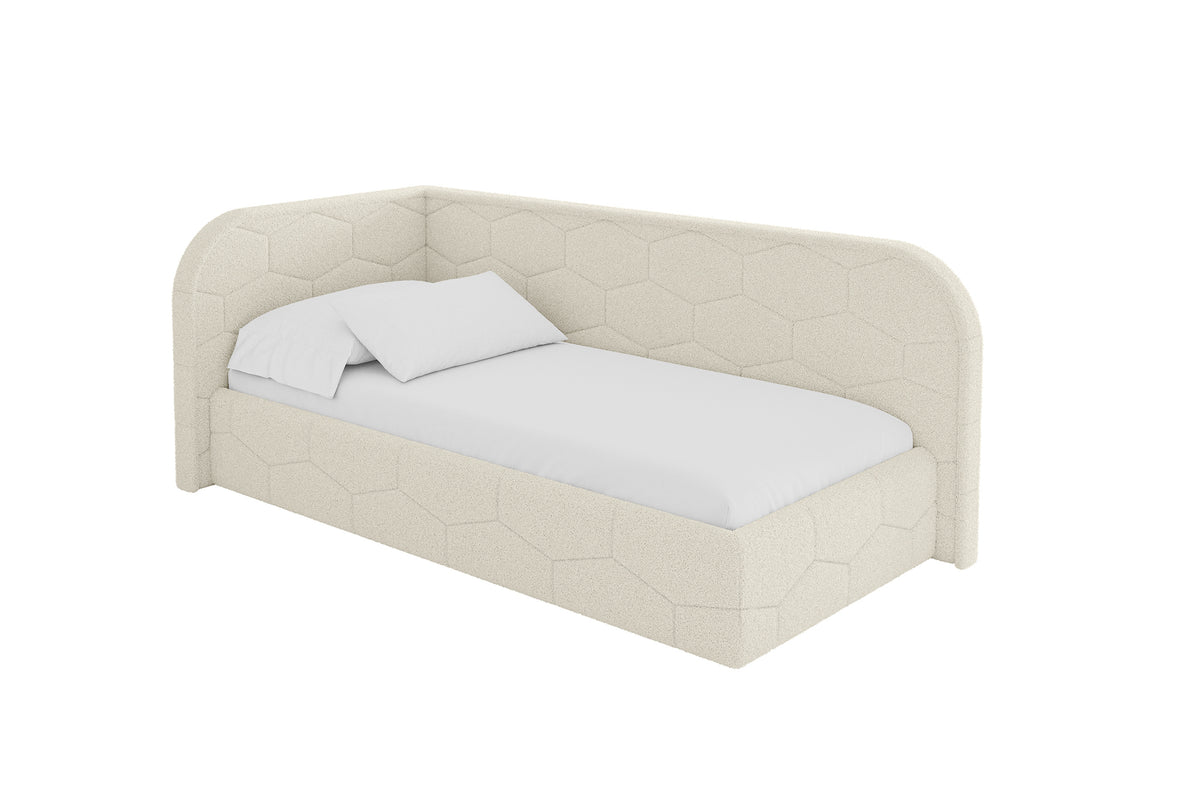 Łóżko młodzieżowe JAXY Bouclé prawostronne, Beżowy - Quelle 02 / 80x200 cm / Bez materaca