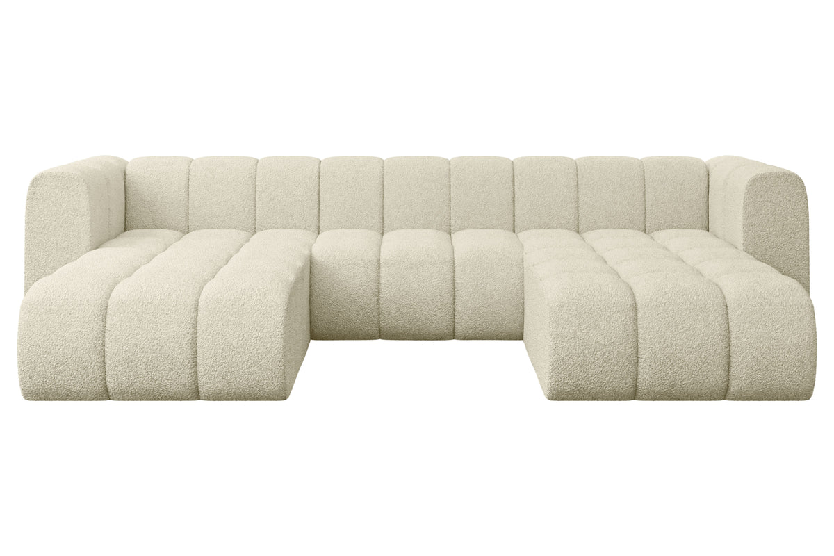 Wohnlandschaft JOREN-U1 Bouclé, Beige - Quelle 02 / U-Form / Ohne Schlaffunktion