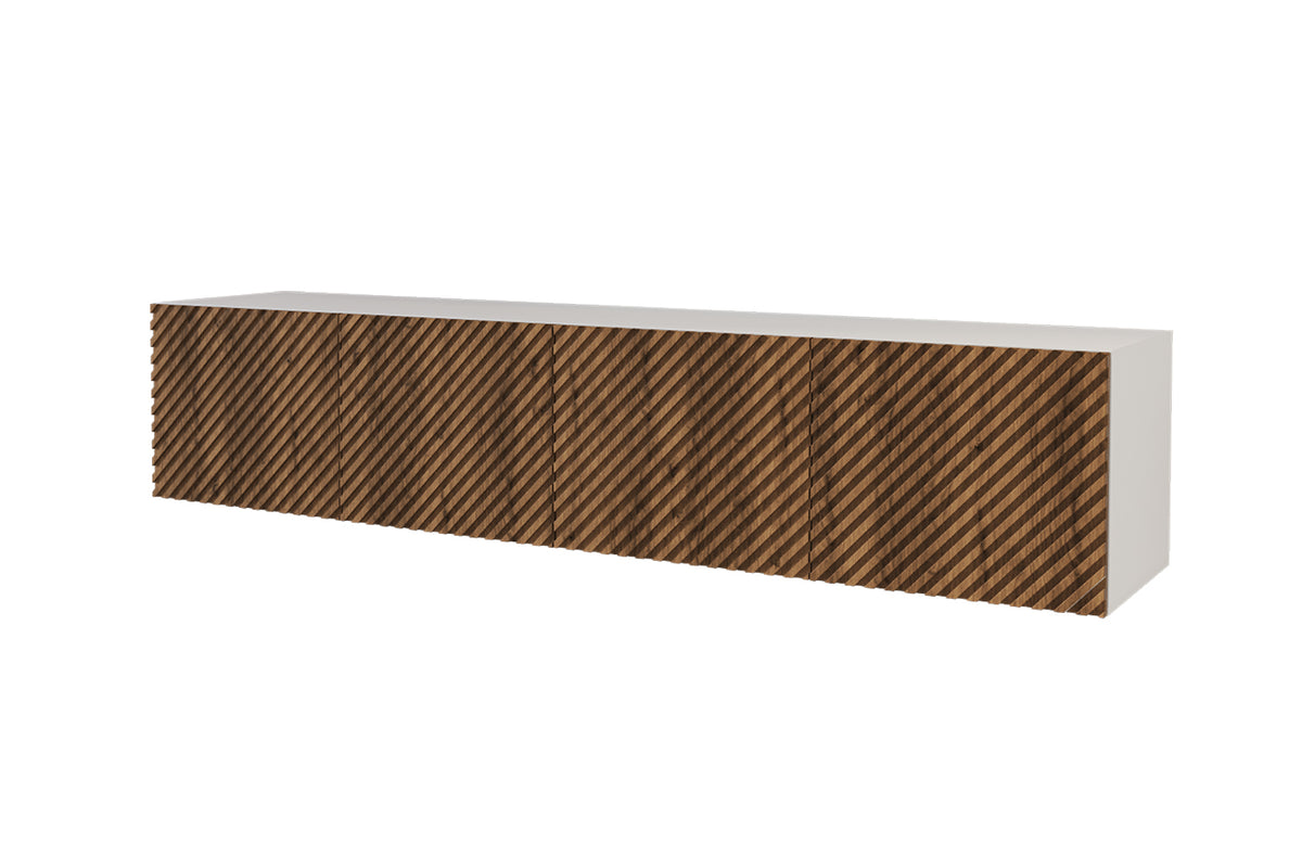 Szafka RTV ZENO, Biały/Katania / 200 cm / Wiszący