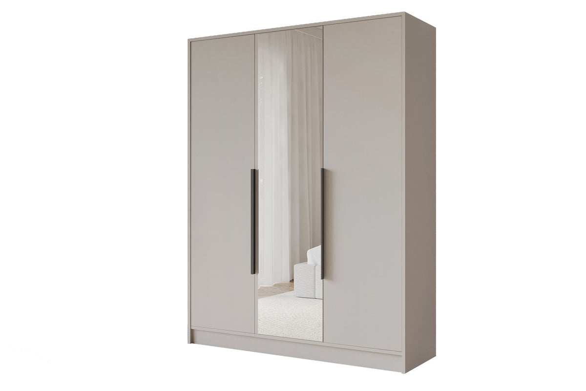 Szafa z drzwiami skrzydłowymi LESE, Kaszmir / 150 cm x 51 cm x 200 cm / Uchwyty czarne