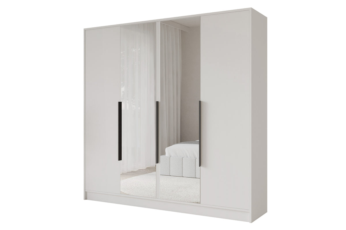 Szafa z drzwiami skrzydłowymi LESE, Biały / 200 cm x 51 cm x 200 cm / Uchwyty czarne