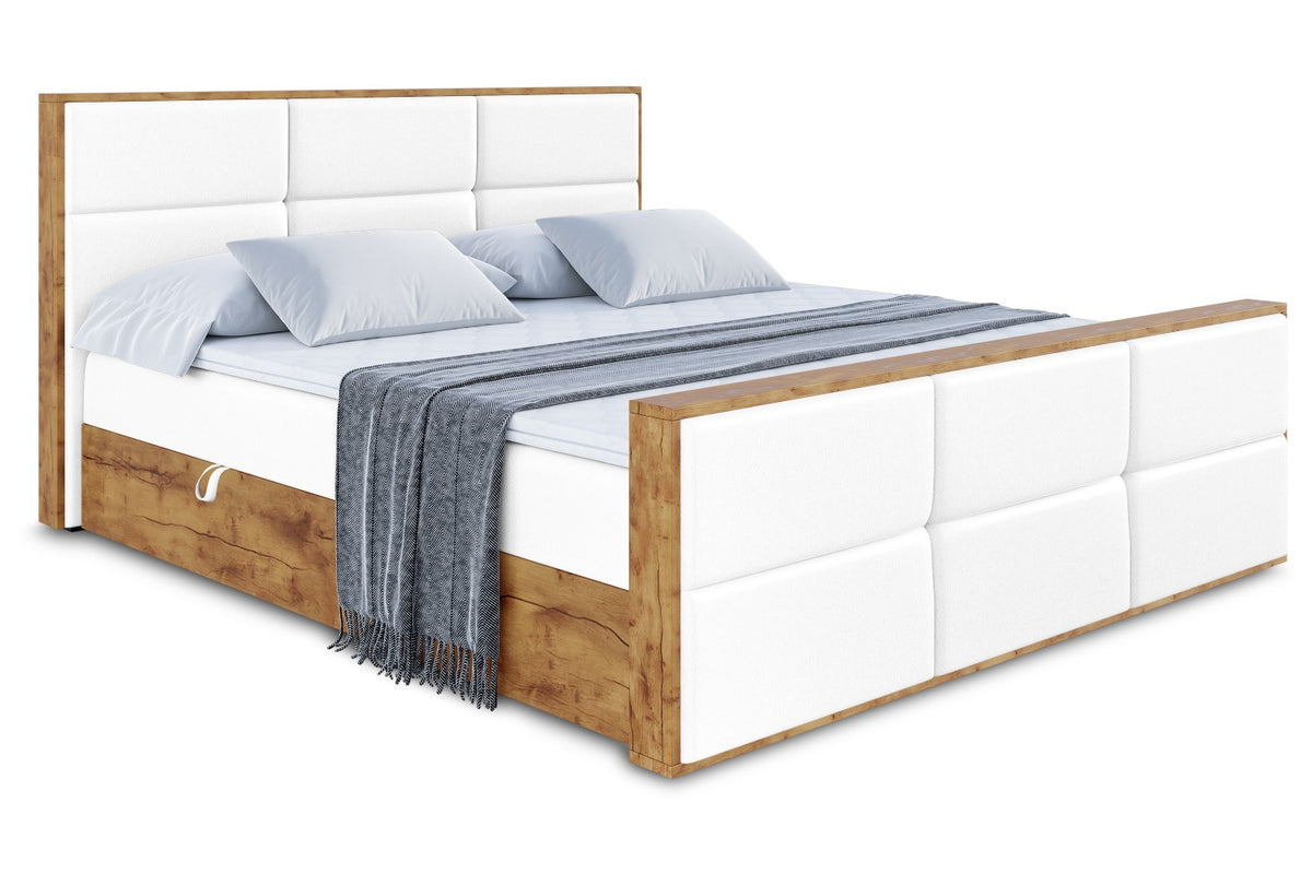 Łóżko boxspring LOLLI1-Z ekoskóra, Biały - Soft 17 / 120x200 cm / H3