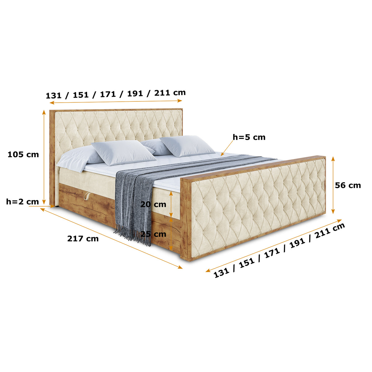 Łóżko boxspring LOLLI5-Z welur