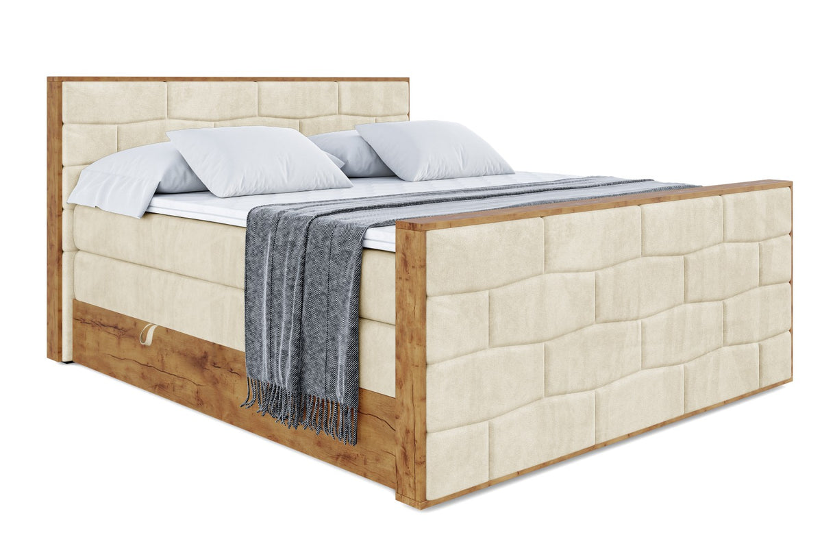 Łóżko kontynentalne LOLLI8-Z KING welur, Beżowy - Monolith 04 / 120x200 cm