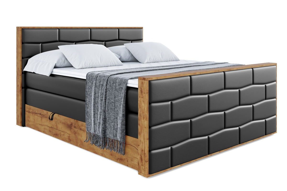 Boxspringbett LOLLI8-Z KING Kunstleder, Schwarz - Soft 11 / 120x200 cm