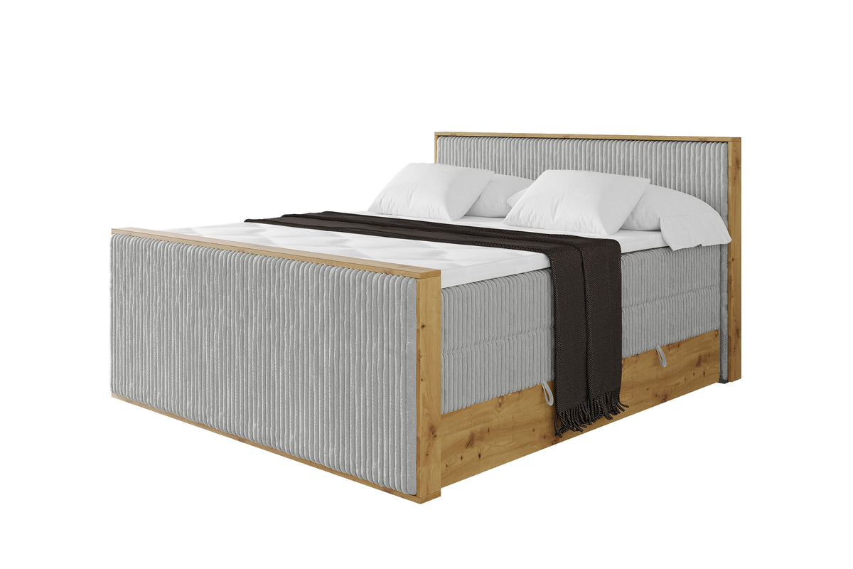 Łóżko kontynentalne LOLLI9-Z KING sztruks, Szary - Tilia 86 / 120x200 cm